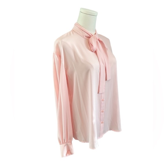 CALVIN KLEIN Elegant Pink Women's Blouse with Bow Size Small NWT $79 MSRP - Picture 3 of 9